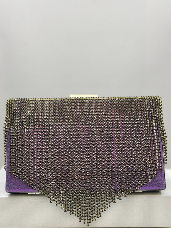 pochette a mano con frange di strass